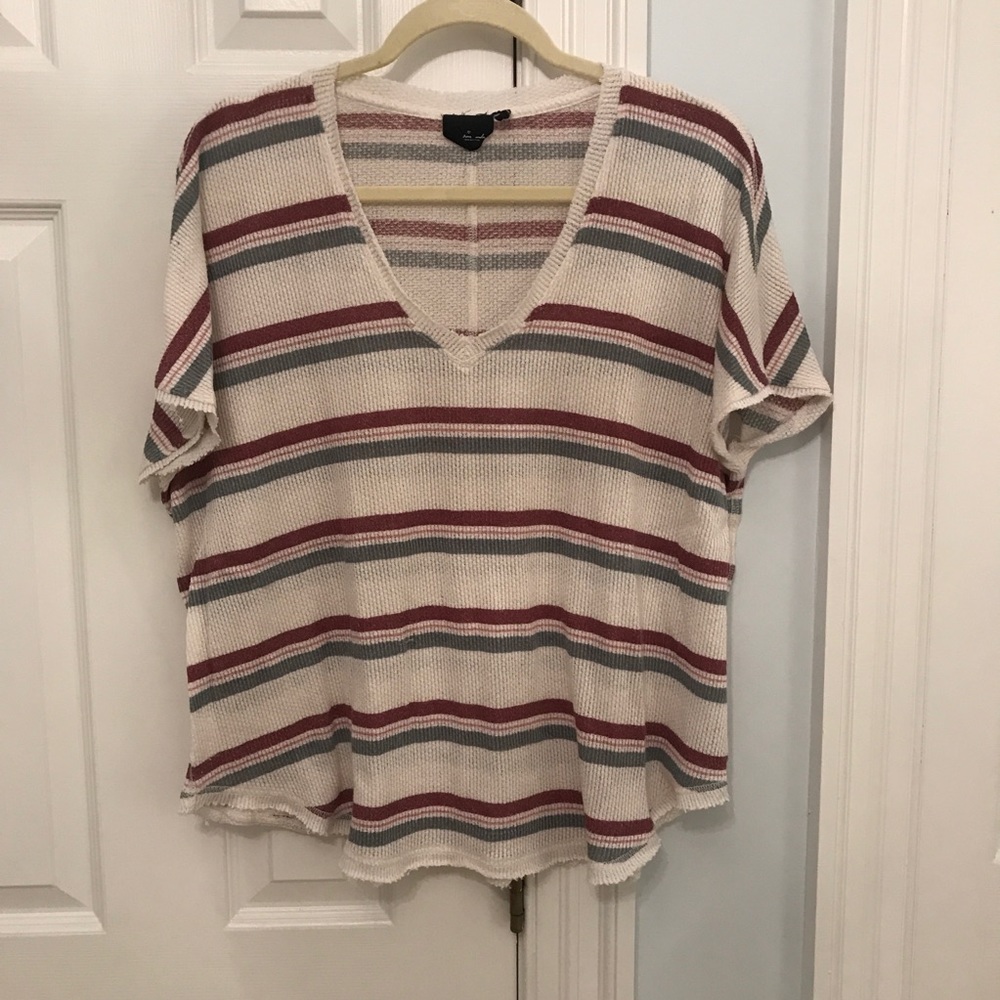 Out from under striped v-neck t-shirt